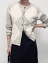 Argyle Crew Neck Cardigan with Wool